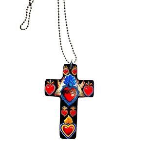 Colorful Heart Cross Necklace